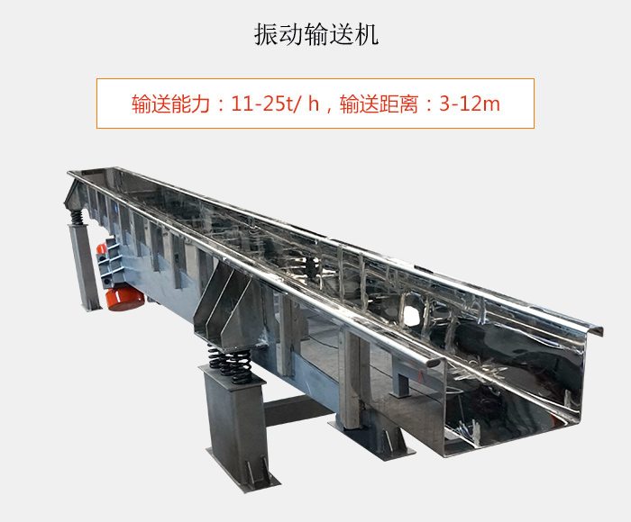 振動輸送機：輸送能力：11-25t/ h，輸送距離：3-12m